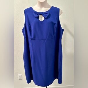 Vintage Inspired Plus Size ModCloth Mystic Blue Bow Sheath Dress 4X 26W 28W